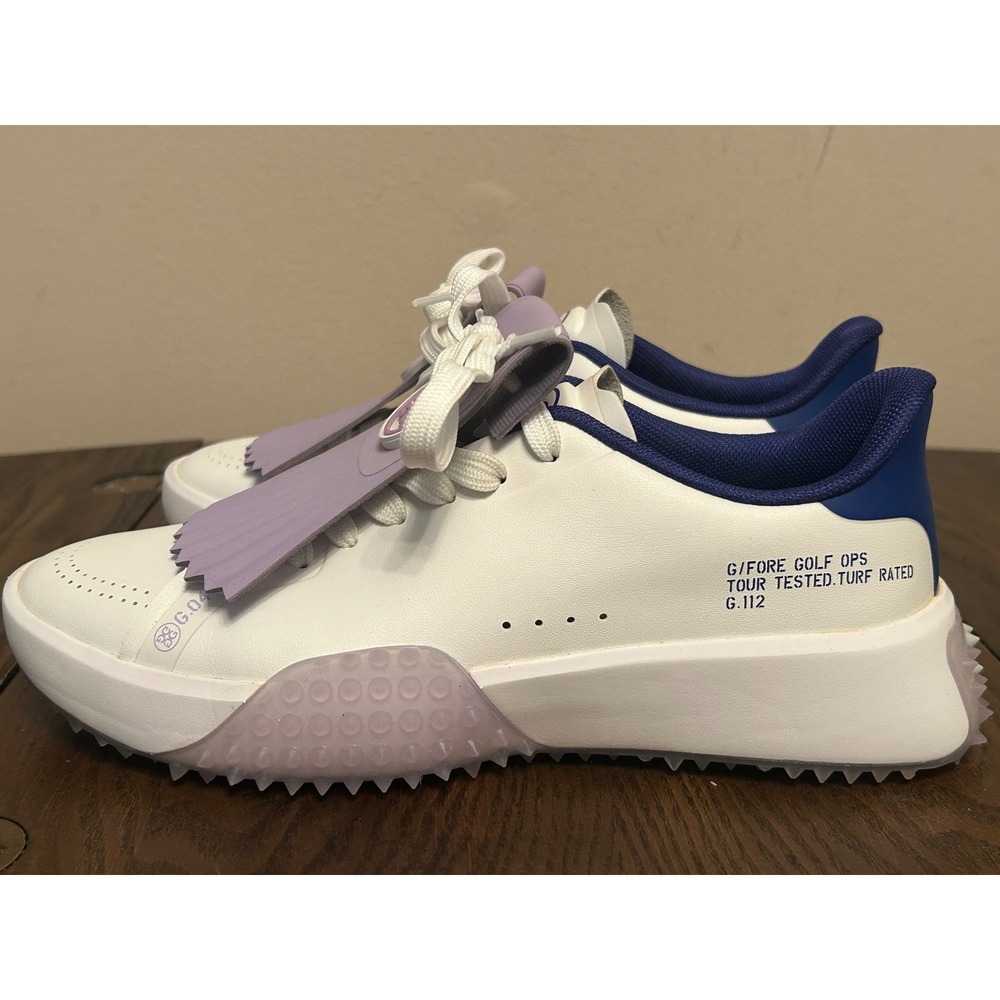 G/Fore GFore G4 Kiltie G.112 Golf Shoes Sneakers Women's Size 7.5 White purple